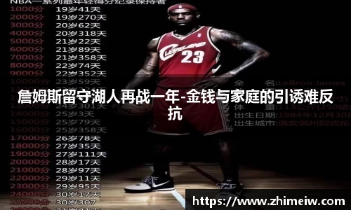 詹姆斯留守湖人再战一年-金钱与家庭的引诱难反抗